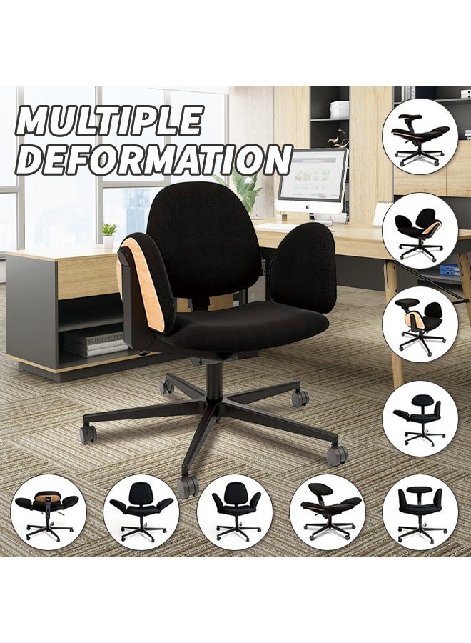 Generic Ergonomic Office Chair Adjustable Variety Chair for Office/Home Premium Computer Chair with Unique Metal Frame, Exquisite Oak Veneer & High-End Fabric Cushions Integrated Chair and Desk for Office, Leisure, Meditation, Stretching  - Image 2