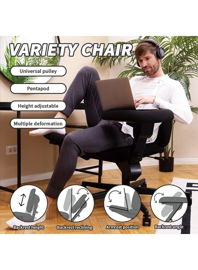 Generic Ergonomic Office Chair Adjustable Variety Chair for Office/Home Premium Computer Chair with Unique Metal Frame, Exquisite Oak Veneer & High-End Fabric Cushions Integrated Chair and Desk for Office, Leisure, Meditation, Stretching  - Image 3