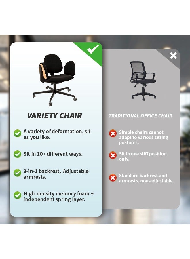 Generic Ergonomic Office Chair Adjustable Variety Chair for Office/Home Premium Computer Chair with Unique Metal Frame, Exquisite Oak Veneer & High-End Fabric Cushions Integrated Chair and Desk for Office, Leisure, Meditation, Stretching  - Image 4