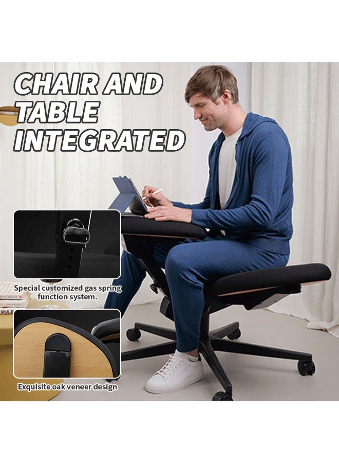 Generic Ergonomic Office Chair Adjustable Variety Chair for Office/Home Premium Computer Chair with Unique Metal Frame, Exquisite Oak Veneer & High-End Fabric Cushions Integrated Chair and Desk for Office, Leisure, Meditation, Stretching  - Image 5