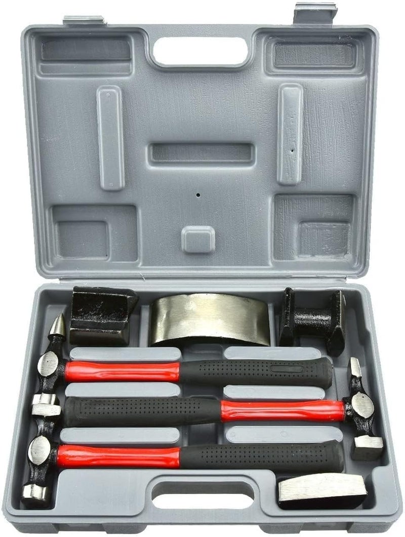 Neiko 20709A Auto Body Fender Repair Hammer And Dolly Set | 7 Piece Car Tool Kit For Dents - Image 1