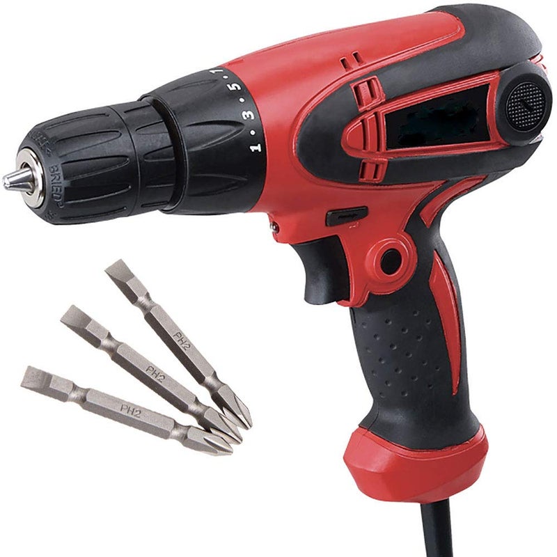MLD Powerful Electric Screwdriver 10mm Drill Machine with Reverse Forward and Torque Adjustment Facility With PH2 3pcs Bit KM10410 mm350w750 Rpm230vMulticolorPlastic - Image 1
