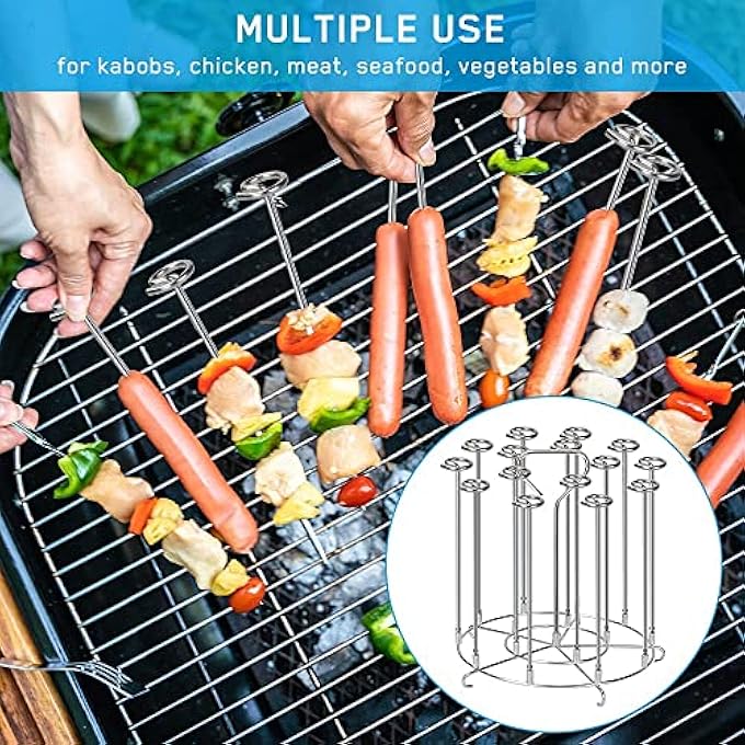 SYOSI Skewer Stand Stainless Steel Skewer With Dehydrator Stand Compatible With 8 Quart Pressure Cookers And For Ninja Foodi 8 Quar Kabob Grill Air Fryer Accessory - Image 4