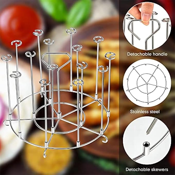SYOSI Skewer Stand Stainless Steel Skewer With Dehydrator Stand Compatible With 8 Quart Pressure Cookers And For Ninja Foodi 8 Quar Kabob Grill Air Fryer Accessory - Image 5