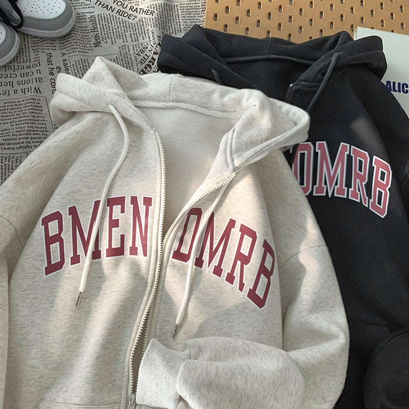 Thick Fleece Hoodie Women Autumn Winter Zip Sweatshirt Plus Size Outerwear Light gray - Image 5