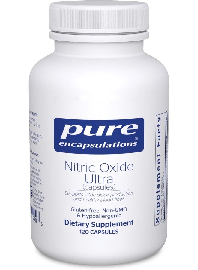 Pure Encapsulations Nitric Oxide Ultra (Capsules) - Supplement Supports Nitric Oxide Production, Healthy Blood Flow & Vascular Health - With L-Citrulline & Cranload Cranberry Extract - 120 Capsules - Image 1