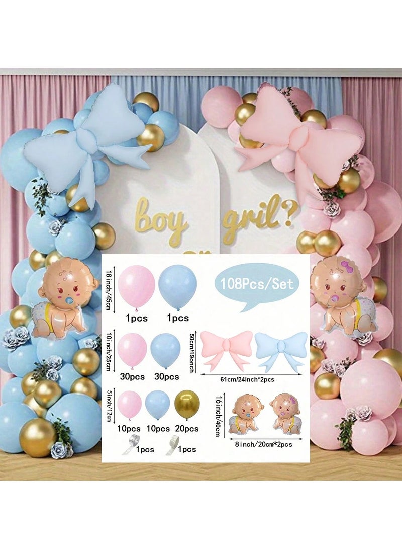 A set of balloons for gender reveal parties in blue, pink and gold, 108 balloons - Image 2