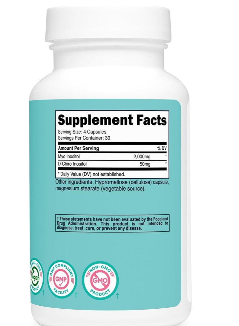 ميو اينوزيتول ودي تشيرو اينوزيتول للنساء 2000 مجم، 120 كبسولة 30 وجبة - Image 3