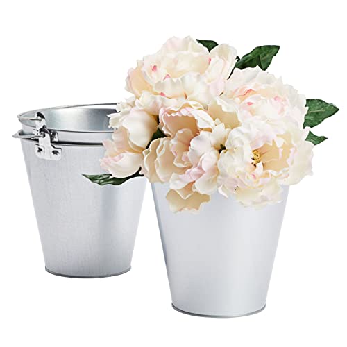 Juvale Metal Bucket 3-Pack - 7 in Top Dia x 4.5 in Bottom x 7.2 in H, 100 oz, Silver - Ice Bucket & Beer Chiller Tin Pails, Galvanized Party Pails for Centerpieces - Image 4