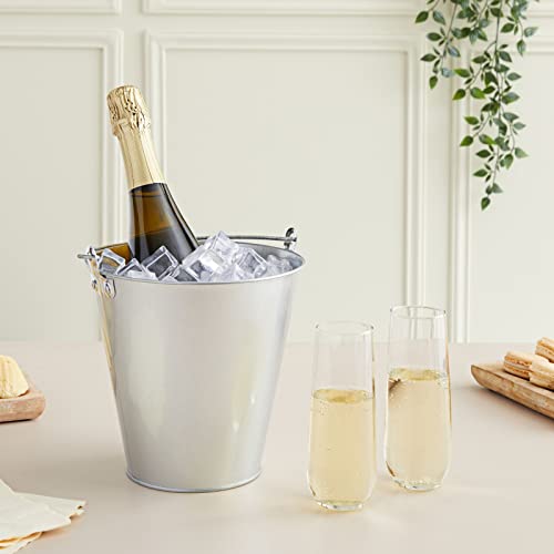 Juvale Metal Bucket 3-Pack - 7 in Top Dia x 4.5 in Bottom x 7.2 in H, 100 oz, Silver - Ice Bucket & Beer Chiller Tin Pails, Galvanized Party Pails for Centerpieces - Image 2