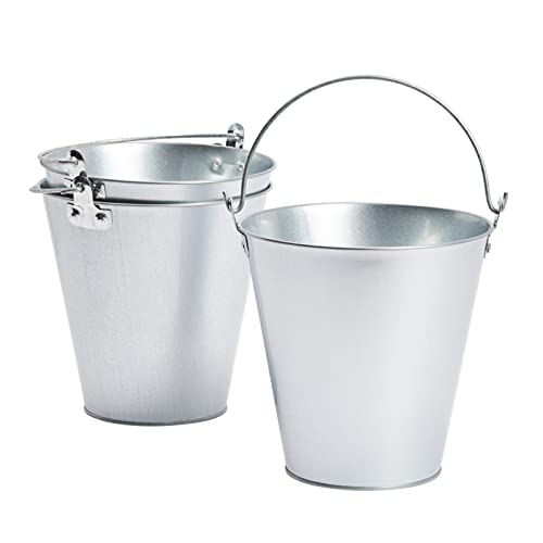 Juvale Metal Bucket 3-Pack - 7 in Top Dia x 4.5 in Bottom x 7.2 in H, 100 oz, Silver - Ice Bucket & Beer Chiller Tin Pails, Galvanized Party Pails for Centerpieces - Image 1
