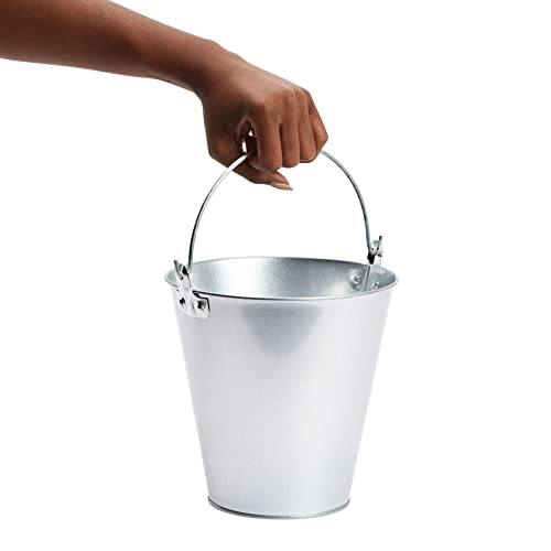 Juvale Metal Bucket 3-Pack - 7 in Top Dia x 4.5 in Bottom x 7.2 in H, 100 oz, Silver - Ice Bucket & Beer Chiller Tin Pails, Galvanized Party Pails for Centerpieces - Image 5