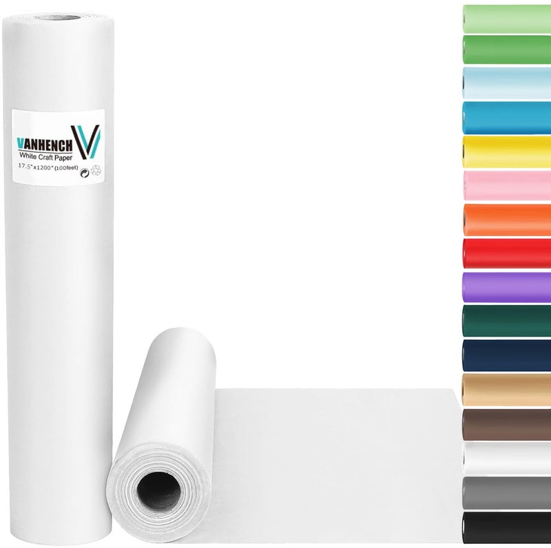 Vanhench Vanhench White Wrapping Paper 175x1200100 White Easel Painting Drawing Paper Roll Kids Art Supplies Chart Poster Bulletin Board Floor Covering Arts Crafts Gift Wrap 80GSM 55LB 