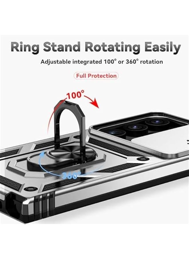 Phone Case for Samsung Galaxy S25 Ultra Case with HD Screen Protector & Kickstand & Slide Camera Cover, Protective Phone Case for Galaxy S25 Ultra 6.9,Silver - Image 3
