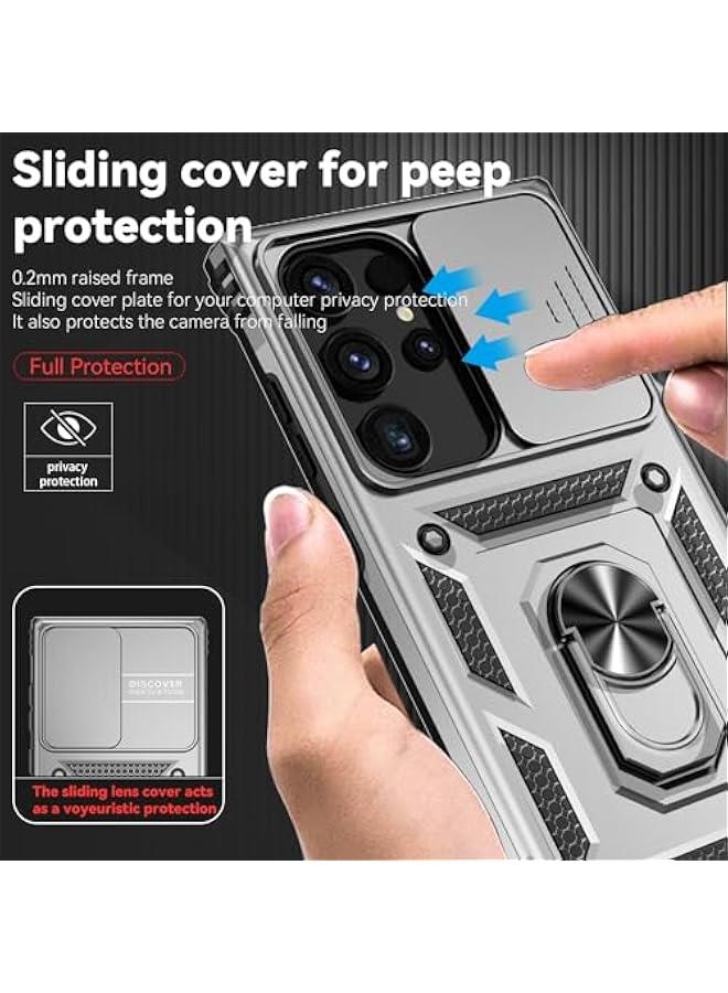 Phone Case for Samsung Galaxy S25 Ultra Case with HD Screen Protector & Kickstand & Slide Camera Cover, Protective Phone Case for Galaxy S25 Ultra 6.9,Silver - Image 2