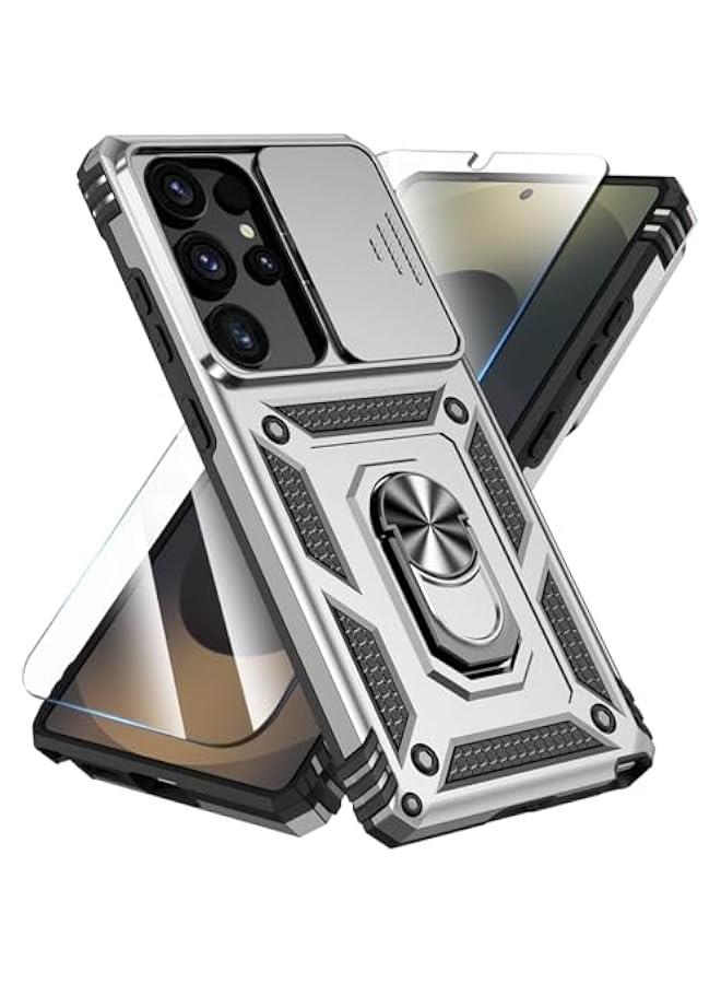 Phone Case for Samsung Galaxy S25 Ultra Case with HD Screen Protector & Kickstand & Slide Camera Cover, Protective Phone Case for Galaxy S25 Ultra 6.9,Silver - Image 1