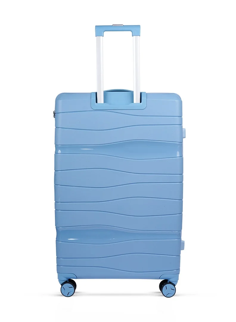 MNUK Viajero Set of 3 Luggage | PP Material Hard-side Smooth and comfortable Luggage Trolley with TSA Lock | Double 360° 4 Wheeler| Cabin, Medium, Large| Blue
