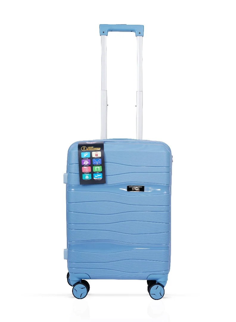 MNUK Viajero Set of 3 Luggage | PP Material Hard-side Smooth and comfortable Luggage Trolley with TSA Lock | Double 360° 4 Wheeler| Cabin, Medium, Large| Blue