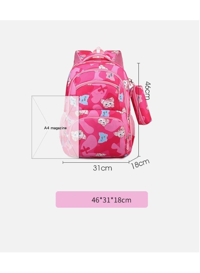 2Pcs Set Large Capacity Pen Bag Trend Linabelle Little Fox Student Campus Backpack Animal Purple 46*31*18CM - Image 4