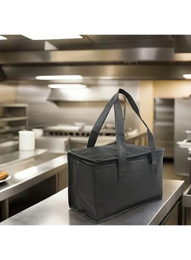 Insulated Hot Cold Food Delivery Bag Soft Aluminium Foil Lining Black - Image 5