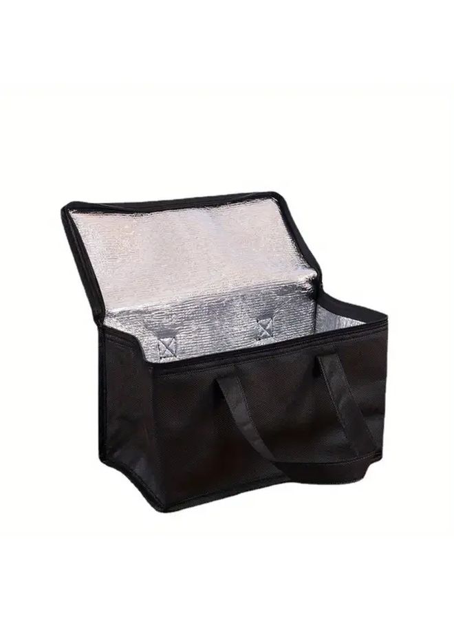 Insulated Hot Cold Food Delivery Bag Soft Aluminium Foil Lining Black - Image 2