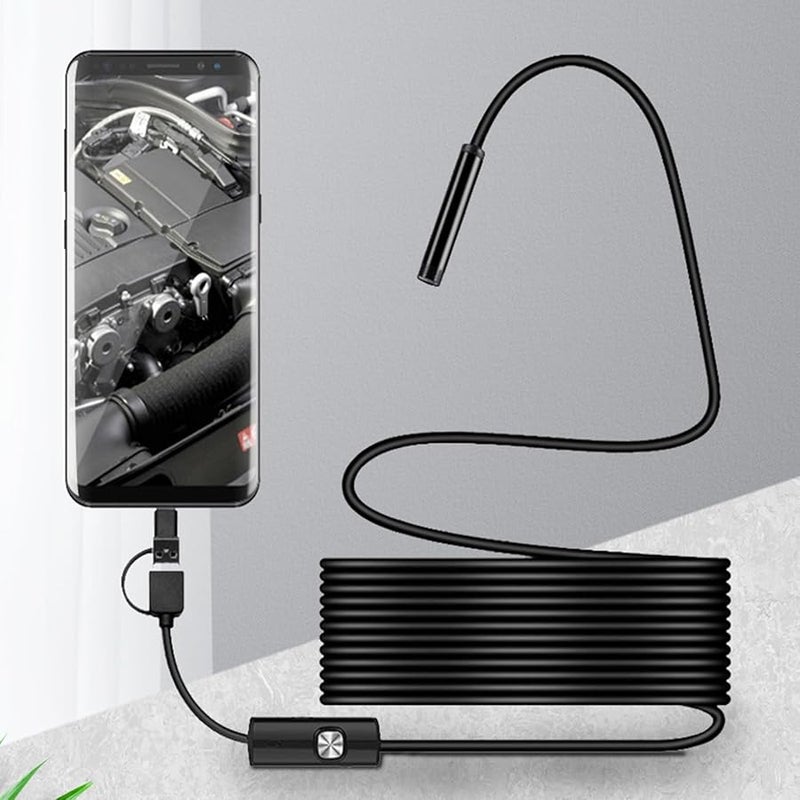 Endoscope Camera with 6 LED Lights 1 5m Soft Cord Borescope Inspection Camera for Cellphone PC - Image 3