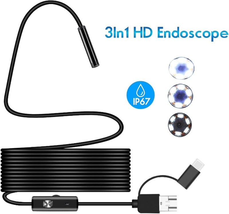 Endoscope Camera with 6 LED Lights 1 5m Soft Cord Borescope Inspection Camera for Cellphone PC - Image 5