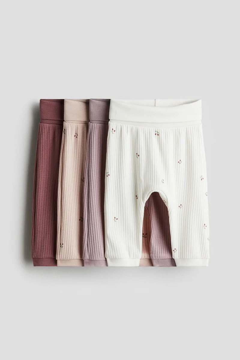 H&M 4-pack ribbed cotton trousers
