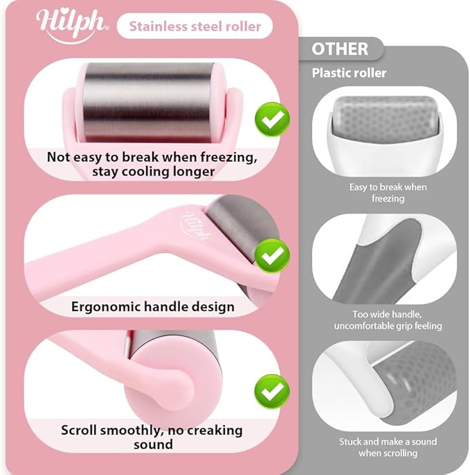 Hilph Hilph Ice Roller for Face Eyes Stainless Steel Ice Face Roller for Skin Irritation Face Roller Massager for Puffiness Migraine Relief and Minor Injury Womens Gifts Purple  - Image 3