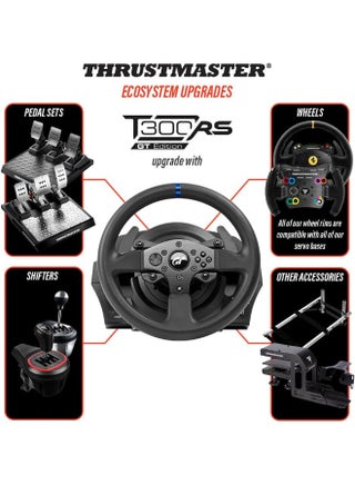 ثروستماستر T300RS GT، عجلة سباق و 3 دواسات، PS4 و PC، ردود فعل واقعية، محرك بدون فرش، نظام حزام مزدوج، تقنية مغناطيسية، عجلة قابلة للتبديل، تعمل مع ألعاب PS5 - view 5