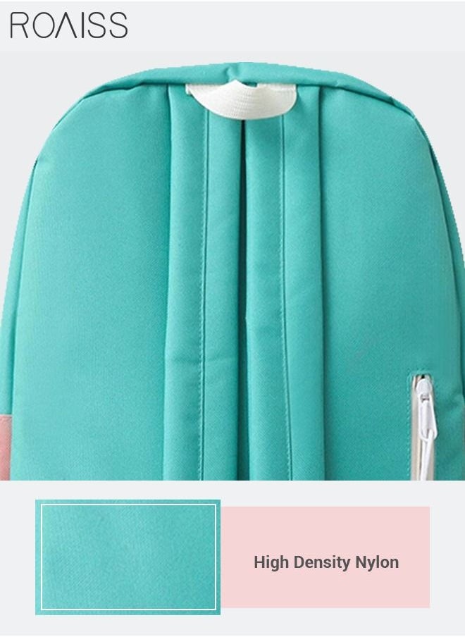 roaiss - Letter Graphic Colorblock Backpack Set Large Capacity School Bags Shoulder Sweet Totes Pencil Case for Kids Girls Middle School Students - Image 1