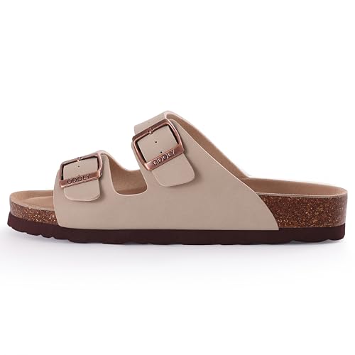 ODOLY Unisex Cork Footbed Slide Sandal, Arch Support Summer Outdoor Sandals with Adjustable Buckle for Women and Men, Stone 41 (10 Women/8.5 Men) - Image 3