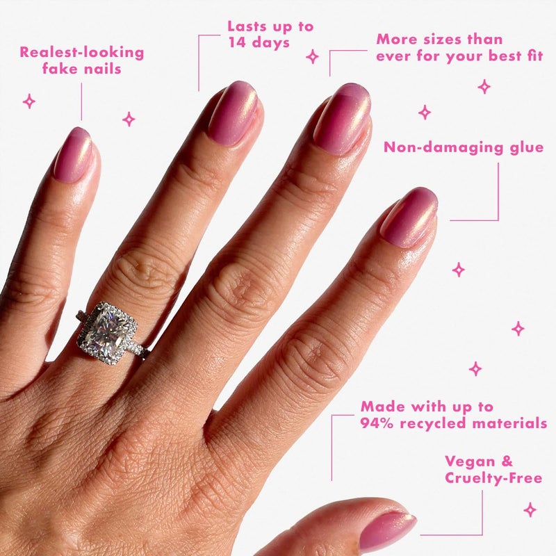 Olive & June Instant Mani Press-On Nails (Glue) | 42 Fake Nails, 21 Sizes | Non-Toxic, Long-Lasting Recycled Materials Realistic Look | Salon-Quality at Home | Extra Short, Round | Baby Starfish - Image 3