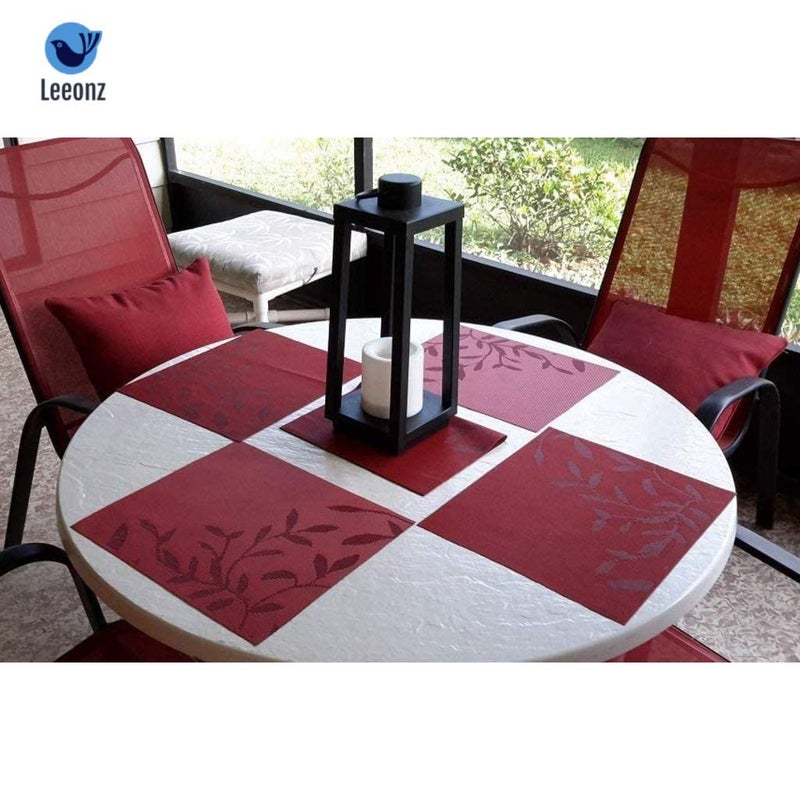 Leeonz Polyester Easy to Clean NonSlip Heat Resistant Dining Table Mats Washable Crossweave Woven Vinyl PVC Placemats Red 45 cm x 30 cm Set of 6pcs - Image 4