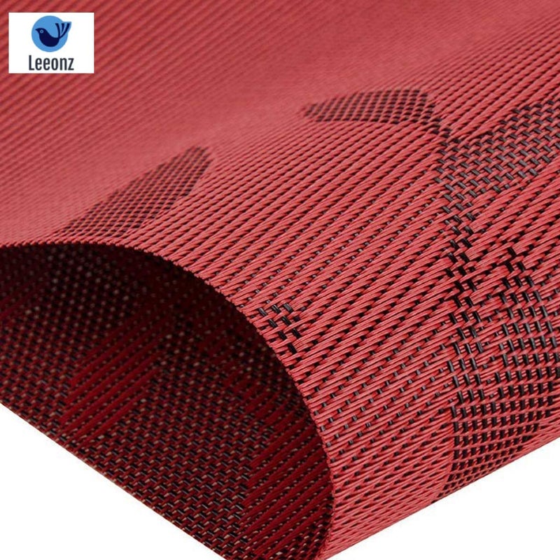 Leeonz Polyester Easy to Clean NonSlip Heat Resistant Dining Table Mats Washable Crossweave Woven Vinyl PVC Placemats Red 45 cm x 30 cm Set of 6pcs - Image 5