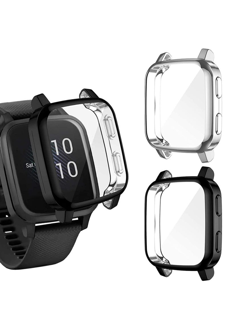SYOSI Screen Protector Case Fit for Garmin Venu Sq/Venu Sq Music Full Coverage Soft TPU Protective Cover Bumper 2 Pack  - Image 1
