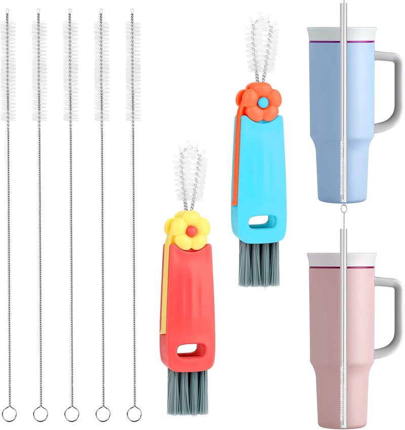 Pinsit Straw Cleaner Brush for Stanley Extra Long Straw Cleaner Brush Set for Stanley Yeti Tumbler 3 in 1 Cup Lid Cleaning Brush Kit for Yeti Mugs Multifunctional Water Bottle Brushes for Cleaning - Image 1