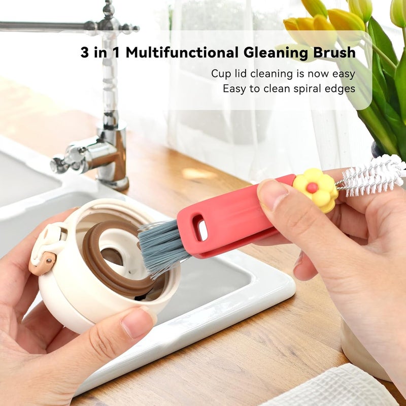 Pinsit Straw Cleaner Brush for Stanley Extra Long Straw Cleaner Brush Set for Stanley Yeti Tumbler 3 in 1 Cup Lid Cleaning Brush Kit for Yeti Mugs Multifunctional Water Bottle Brushes for Cleaning - Image 4