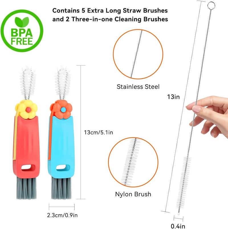 Pinsit Straw Cleaner Brush for Stanley Extra Long Straw Cleaner Brush Set for Stanley Yeti Tumbler 3 in 1 Cup Lid Cleaning Brush Kit for Yeti Mugs Multifunctional Water Bottle Brushes for Cleaning - Image 2