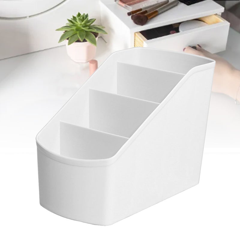 Desk Organizer: 4 Compartments Durable Plastic Holder - Space Saving Minimalistic Design Stationary Organizer for Home Office Dorms Vanity Tables - Image 5