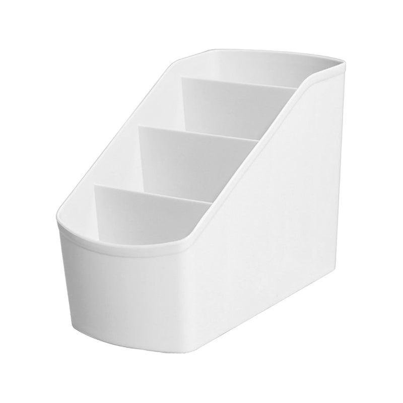 Desk Organizer: 4 Compartments Durable Plastic Holder - Space Saving Minimalistic Design Stationary Organizer for Home Office Dorms Vanity Tables - Image 3
