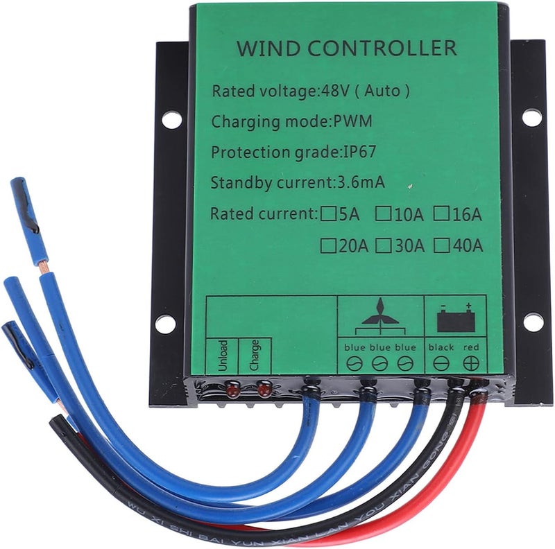 Wind Generator Controller 48V 40A PWM Charging 1000W Power, IP67 , Aluminum - Efficient Battery Management, LED Status Display, Reliable Hybrid Solar Use (16A) - Image 1