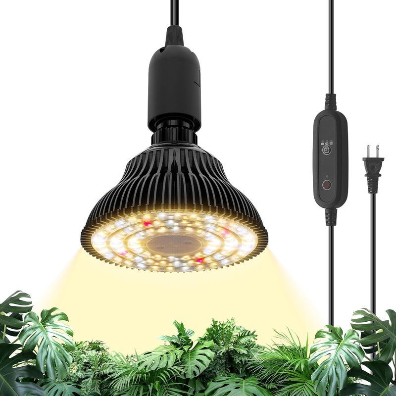 Bstrip Hanging Grow Light for Indoor Plants Full Spectrum, Black Plant Bulb with Optical Lens for Enhanced PPFD, Pendant Grow Light with Timer, 16.4 FT Power Cord, Perfect for Tall Plants and Flowers - Image 1