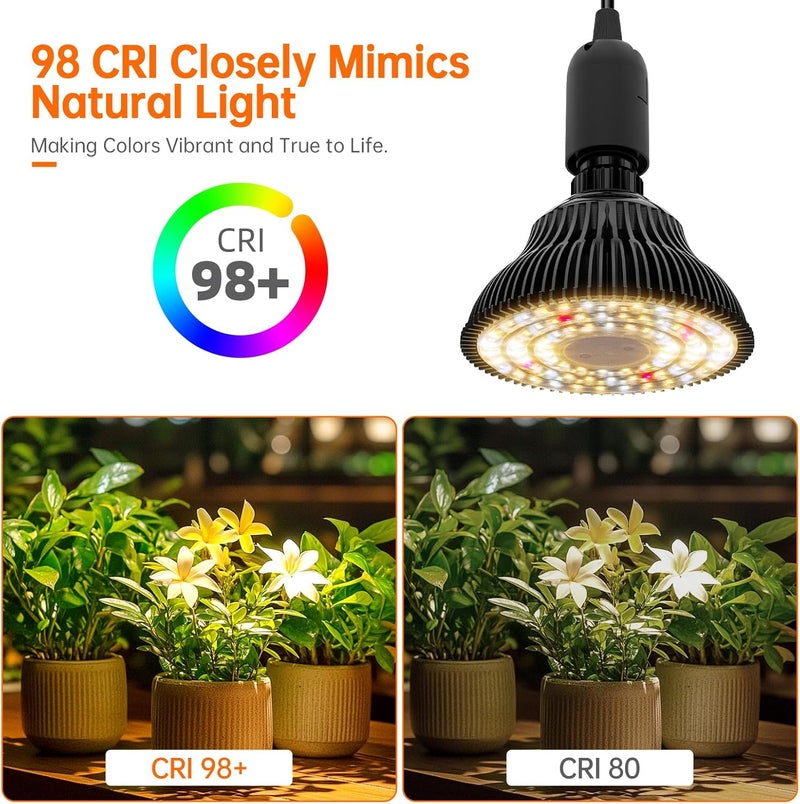 Bstrip Hanging Grow Light for Indoor Plants Full Spectrum, Black Plant Bulb with Optical Lens for Enhanced PPFD, Pendant Grow Light with Timer, 16.4 FT Power Cord, Perfect for Tall Plants and Flowers - Image 5