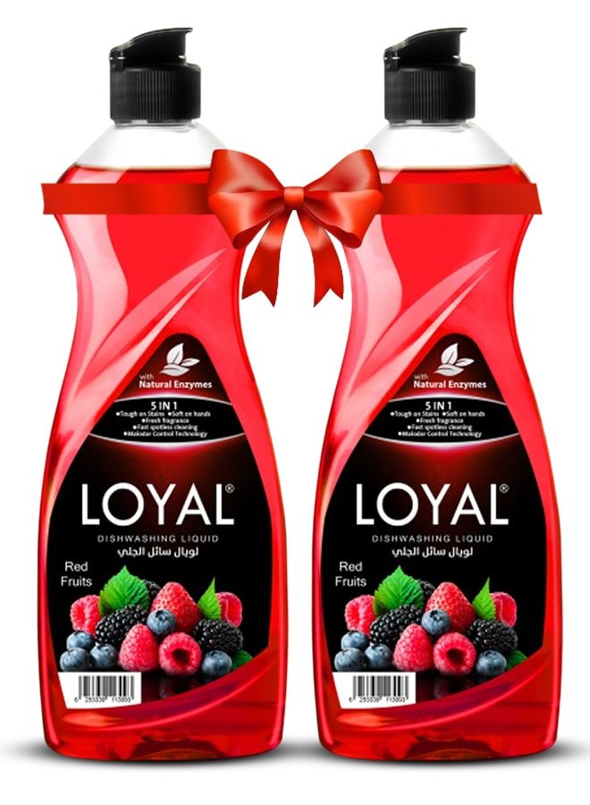 لويال سائل غسيل الأطباق لويال برائحة الفواكه الحمراء مع إنزيمات طبيعية ٢ × ٧٠٠ مل