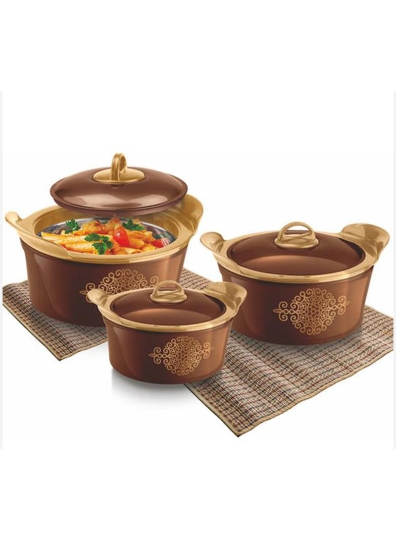 GoldStar Insulated Hot Pot Casserole Set of 3 | Double-Walled Stainless Steel Serving Dishes with Lids | BPA-Free Food Warmer for Dinner Parties & Holidays | 2000, 3000, 1200 Sizes - Image 2