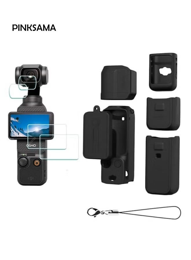 PINKSAMA For DJI OSMO Pocket 3 Accessory Kit, Silicone Protective Case Cover, Tempered Glass Screen Protector, Lens Protector - Image 1