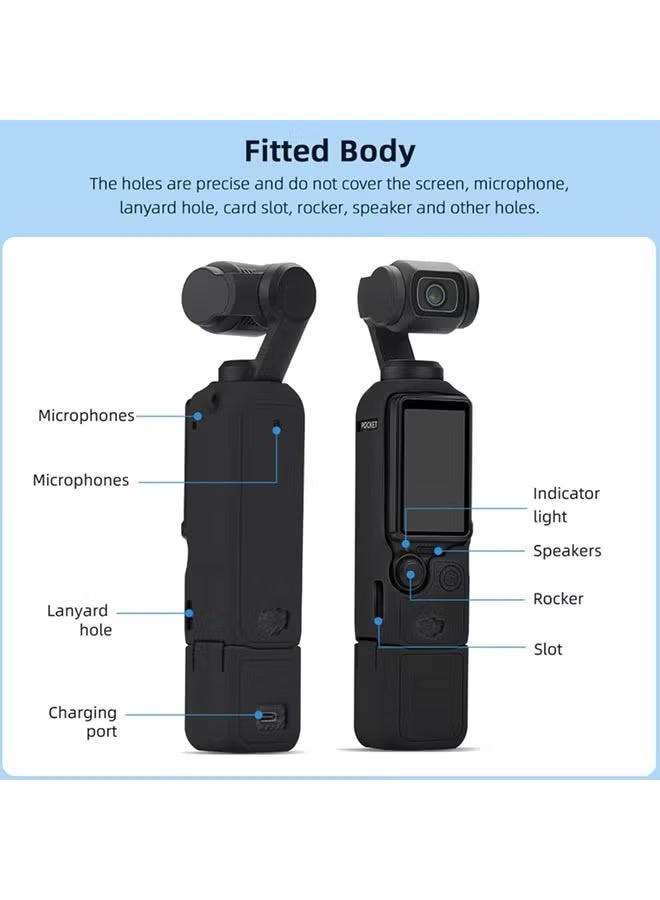 PINKSAMA For DJI OSMO Pocket 3 Accessory Kit, Silicone Protective Case Cover, Tempered Glass Screen Protector, Lens Protector - Image 3