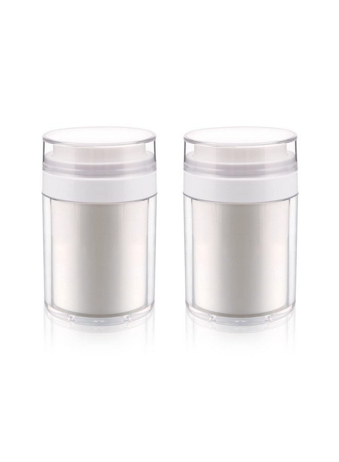 USRommaner 2 Pack 3.34 Oz Airless Pump Jar,Empty Acrylic Vacuum Jar With Press Pump,Portable Travel Face Cream Lotion Container Pot For Makeup,Essence,Moisturizer,Eye Cream,Gel-Big,White - Image 1