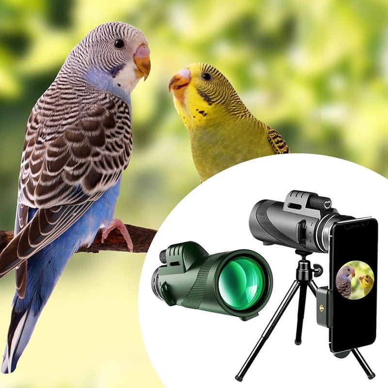 تلسكوب أحادي العين عالي الطاقة 80X100 متعدد الألوان للاستخدام الخارجي لمراقبة الطيور مع حامل الهاتف الذكي - Image 3